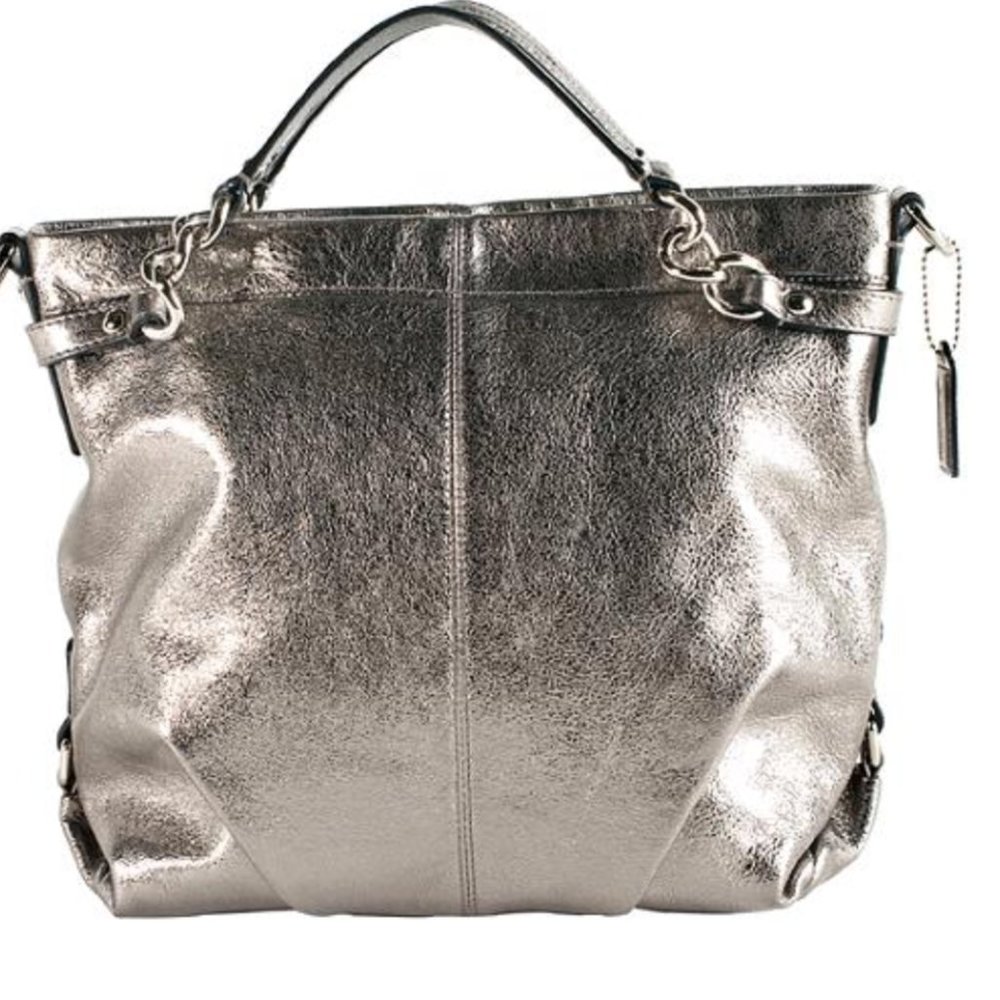 Coach Metallic Pewter Handbag Excellent Condition